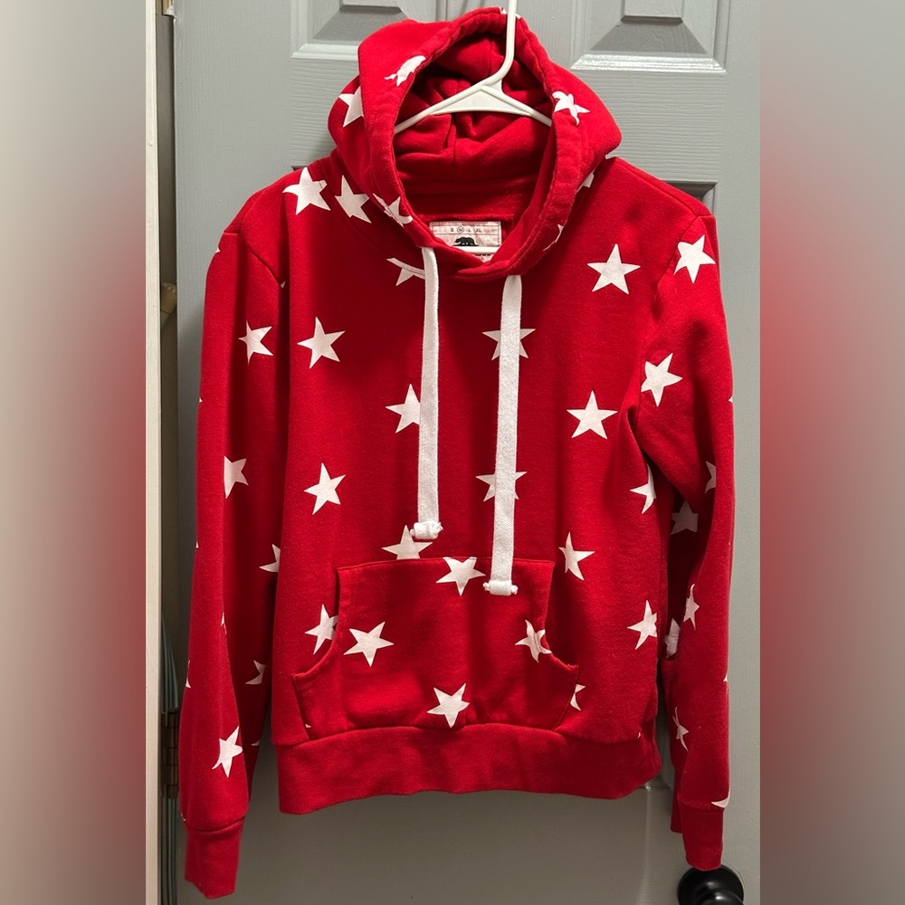 Reflex Red w/White Stars Pullover Hoodie Women’s Size Medium
